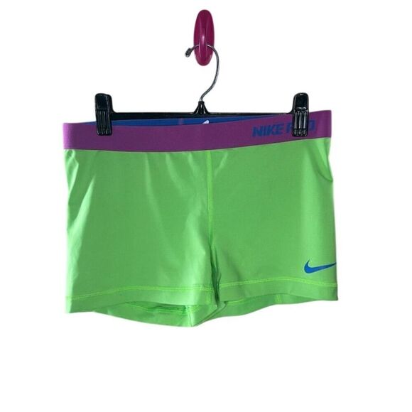 Nike Pro Women's Compression Yoga Shorts Lime/Fuchsia Size L - Picture 1 of 3